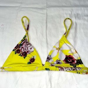 Yellow Floral Bikini Top